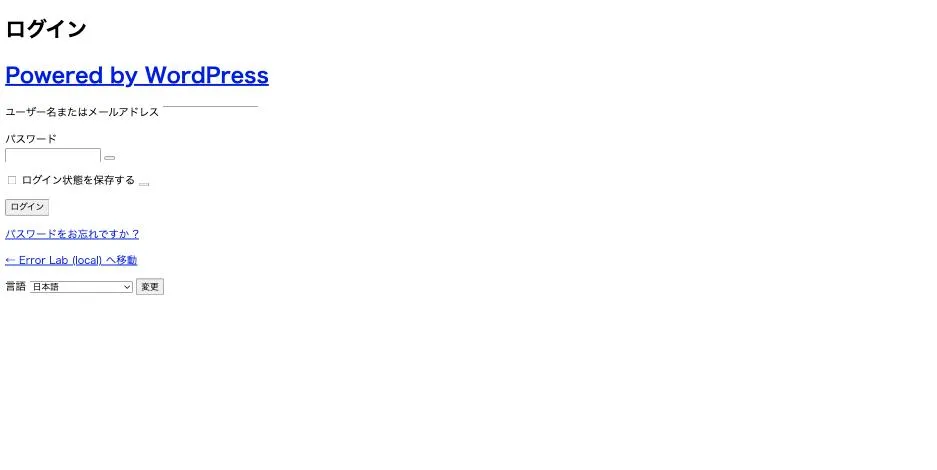 CSS が読めていない管理画面